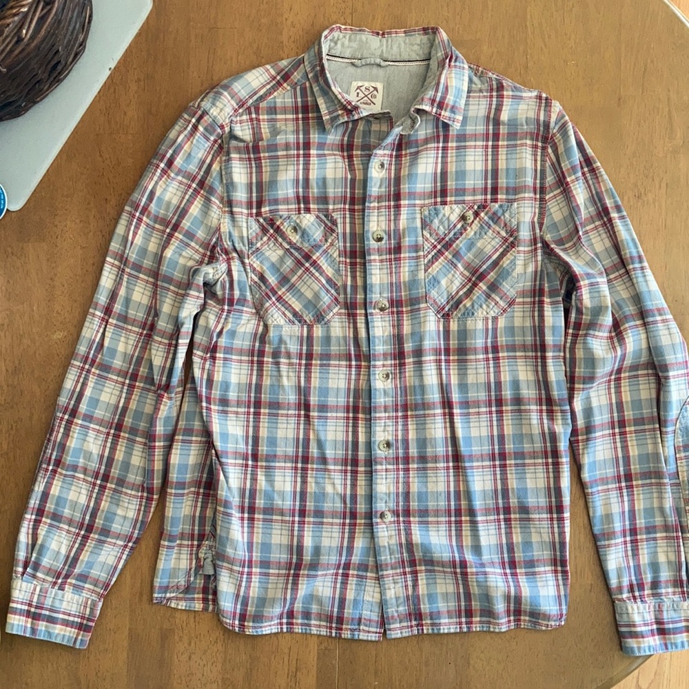 Levi’s - long sleeve button up work shirt - small - blue / red